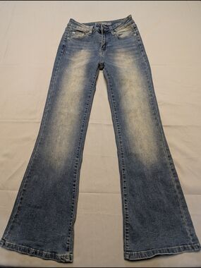 Urban Weekend Women's Size 1 Wide Leg Mid Wash Blue Denim Stretch Jeans